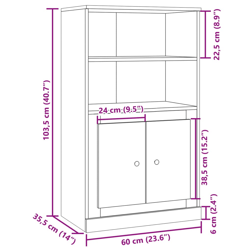 Highboard Altholz-Optik 60x35,5x103,5 cm Holzwerkstoff