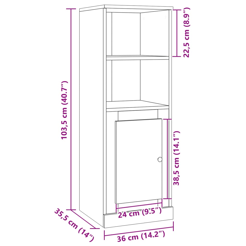 Highboard Altholz-Optik 36x35,5x103,5 cm Holzwerkstoff