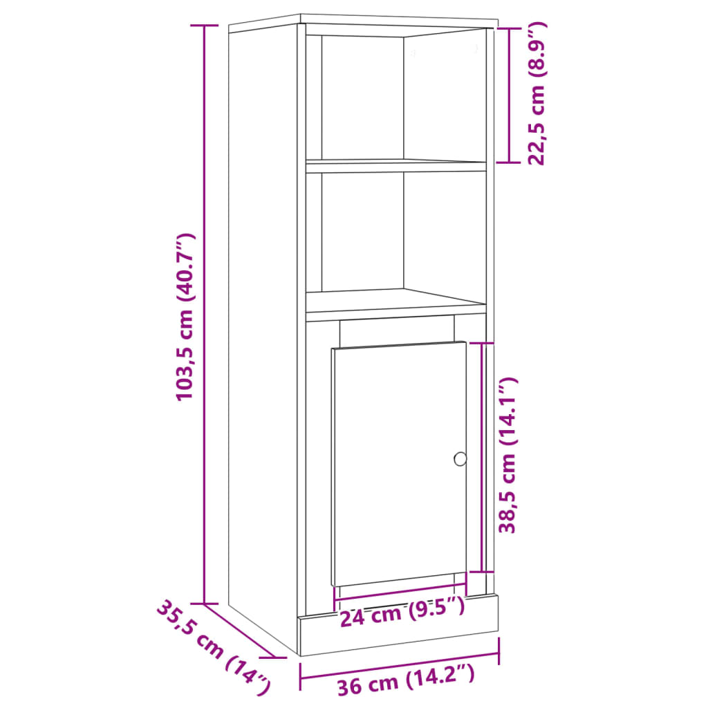 Highboard Artisan-Eiche 36x35,5x103,5 cm Holzwerkstoff