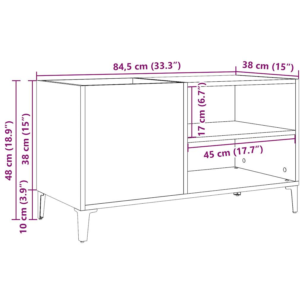 Plattenschrank Artisan-Eiche 84,5x38x48 cm Holzwerkstoff