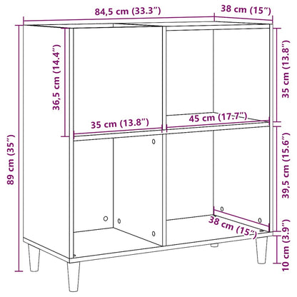 Plattenschrank Artisan-Eiche 84,5x38x89 cm Holzwerkstoff