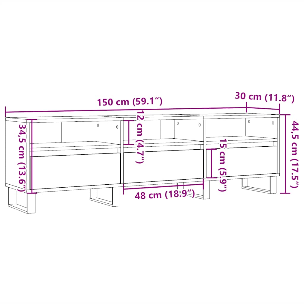 TV-Schrank Altholz-Optik 150x30x44,5 cm Holzwerkstoff