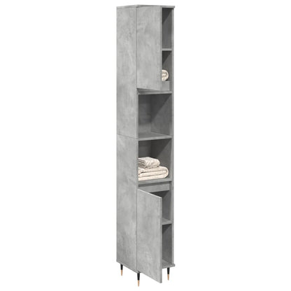 Badschrank Betongrau 30x30x190 cm Holzwerkstoff