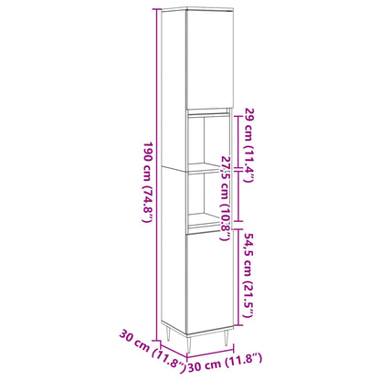 Badschrank Altholz-Optik 30x30x190 cm Holzwerkstoff