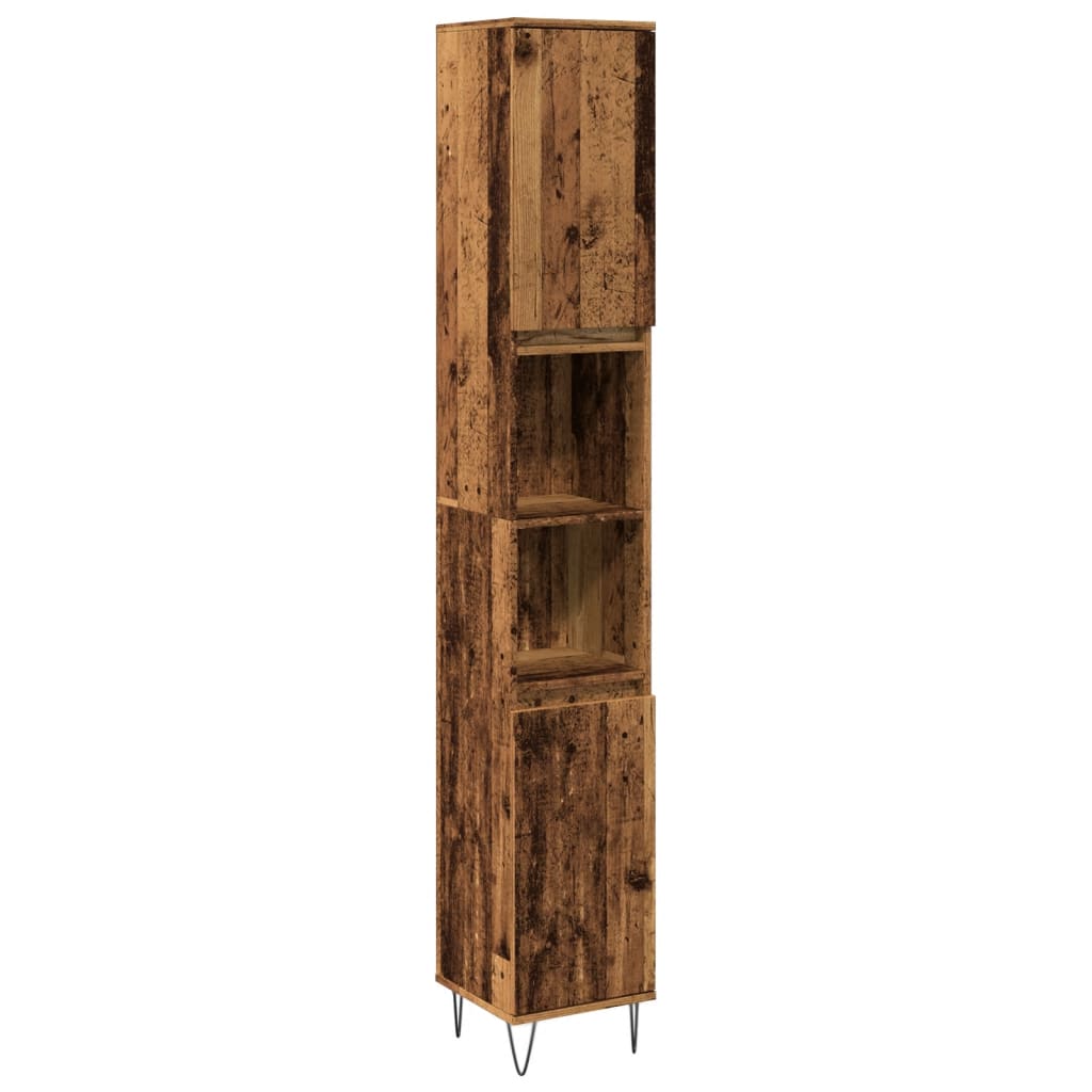 Badschrank Altholz-Optik 30x30x190 cm Holzwerkstoff