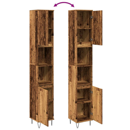 Badschrank Altholz-Optik 30x30x190 cm Holzwerkstoff