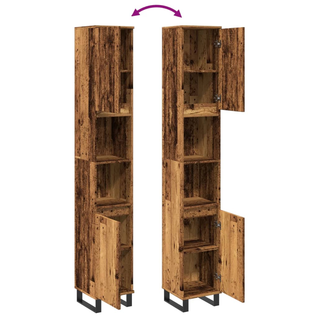 Badschrank Altholz-Optik 30x30x190 cm Holzwerkstoff