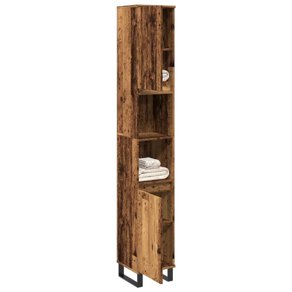 Badschrank Altholz-Optik 30x30x190 cm Holzwerkstoff