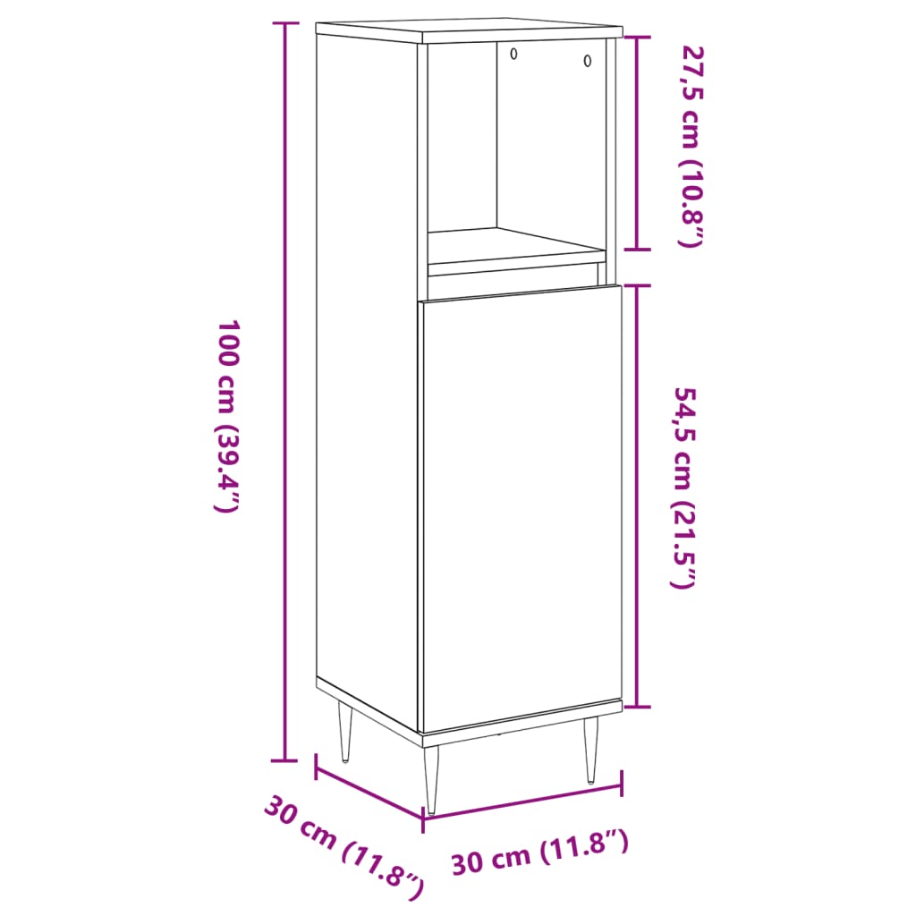 Badschrank Altholz-Optik 30x30x100 cm Holzwerkstoff