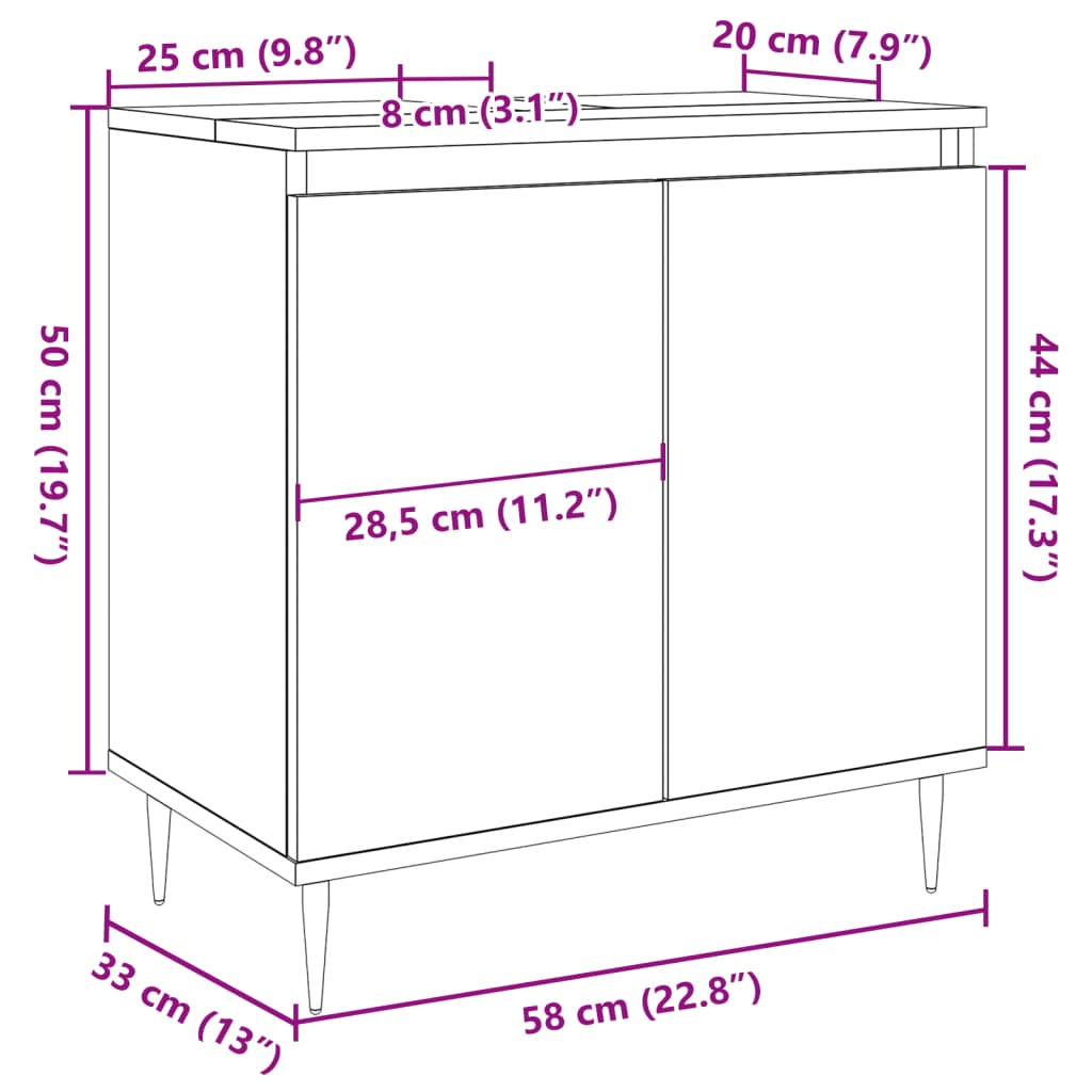 Badschrank Artisan-Eiche 58x33x60 cm Holzwerkstoff