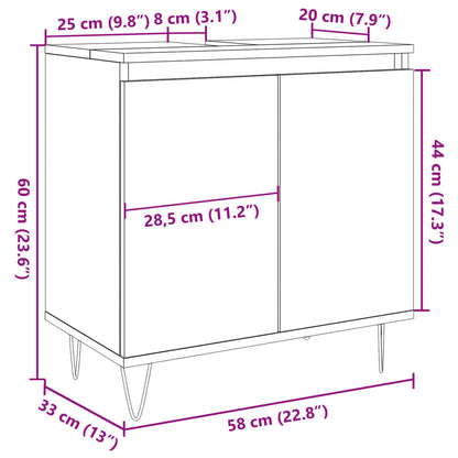 Badschrank Betongrau 58 x 33 x 60 cm Holzwerkstoff