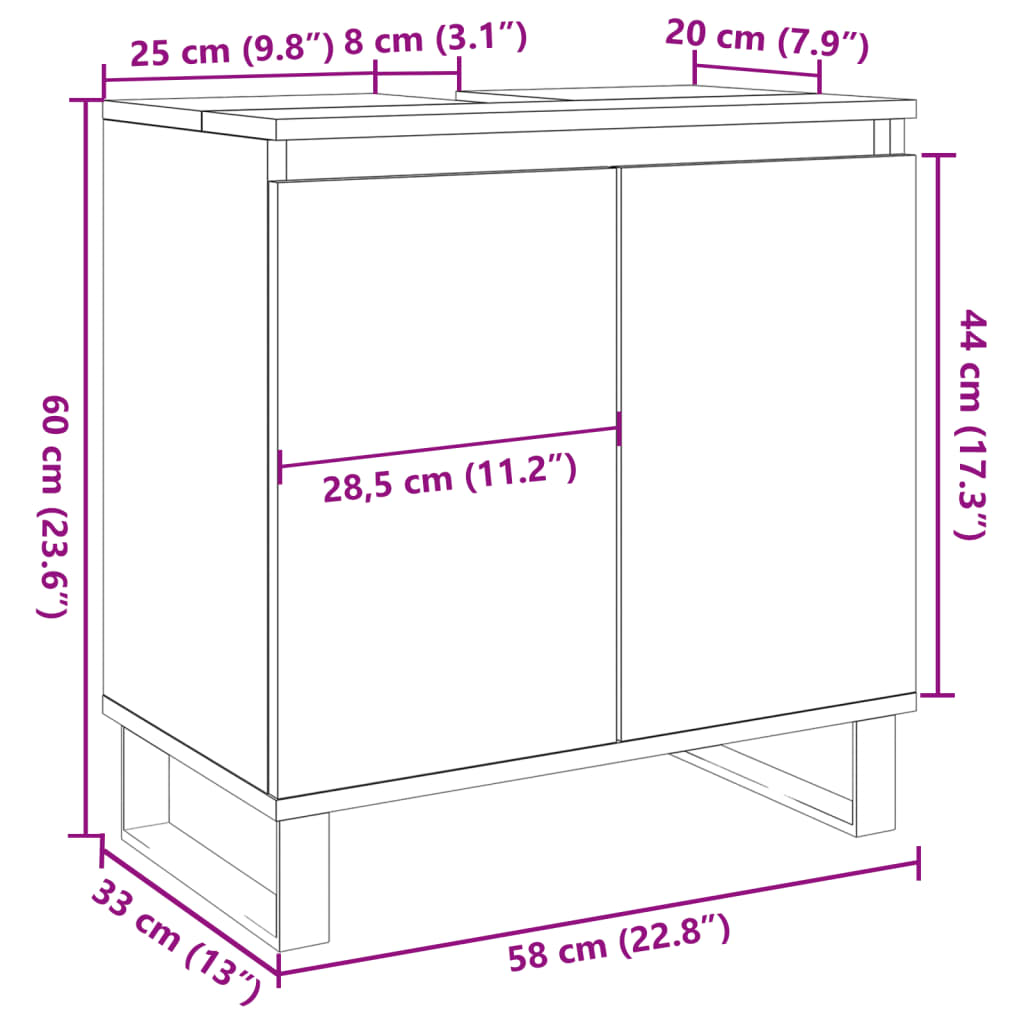 Badschrank Artisan-Eiche 58x33x60 cm Holzwerkstoff