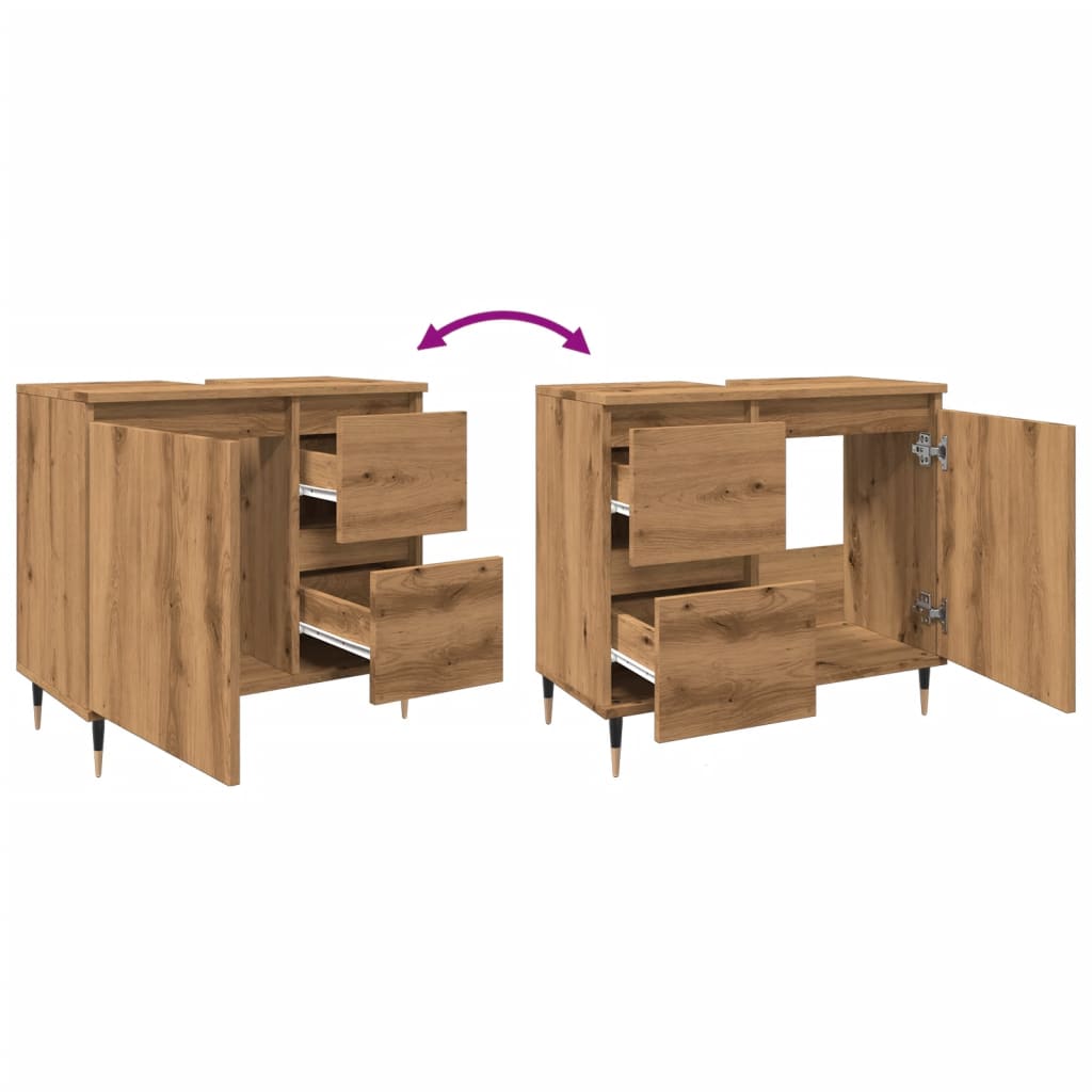 Badschrank Artisan-Eiche 65x33x60 cm Holzwerkstoff