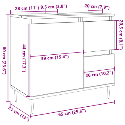 Badschrank Artisan-Eiche 65x33x60 cm Holzwerkstoff