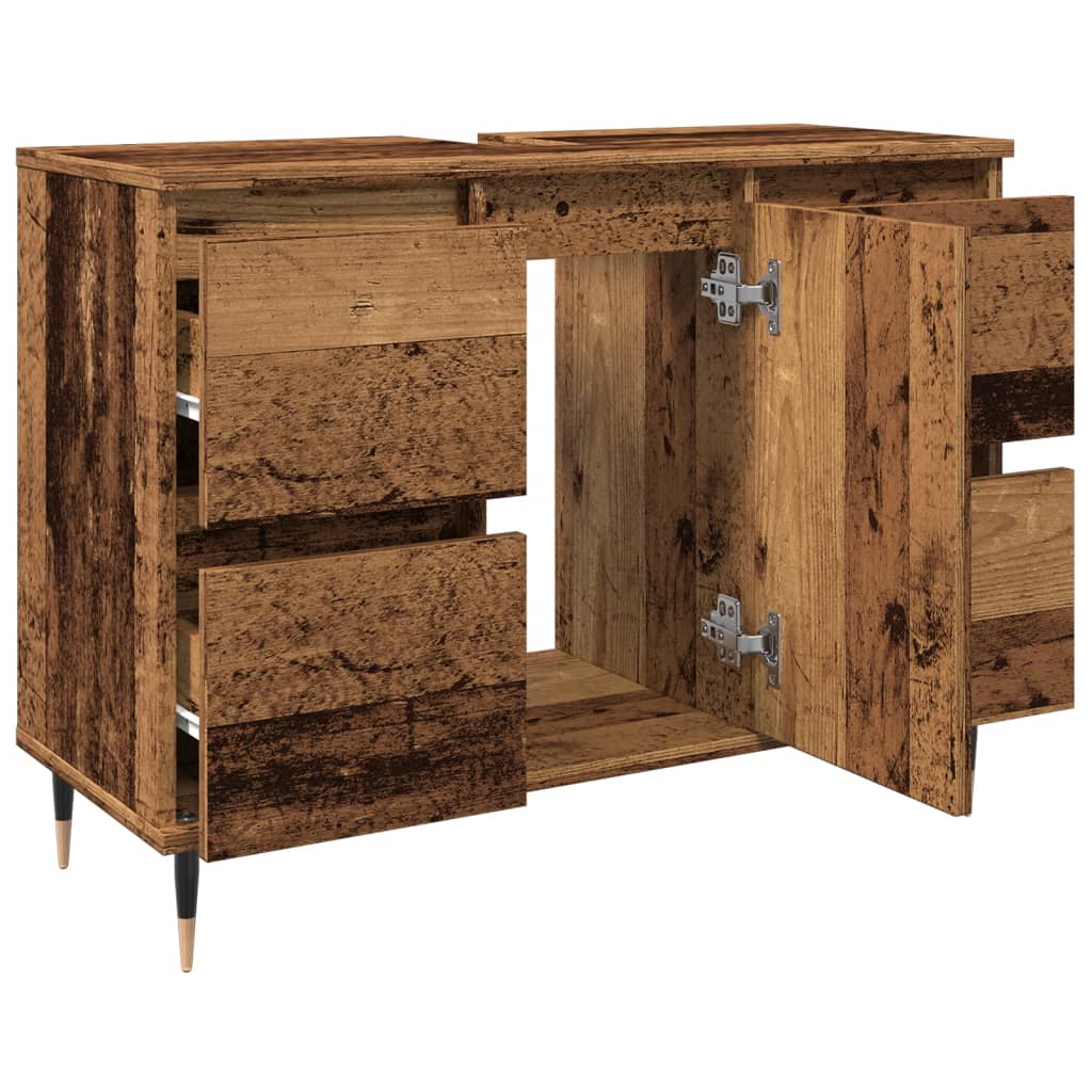 Badschrank Altholz-Optik 80x33x60 cm Holzwerkstoff