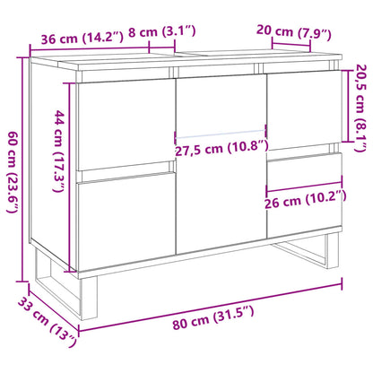 Waschbeckenunterschrank Altholz-Optik 80x33x60 cm Holzwerkstoff