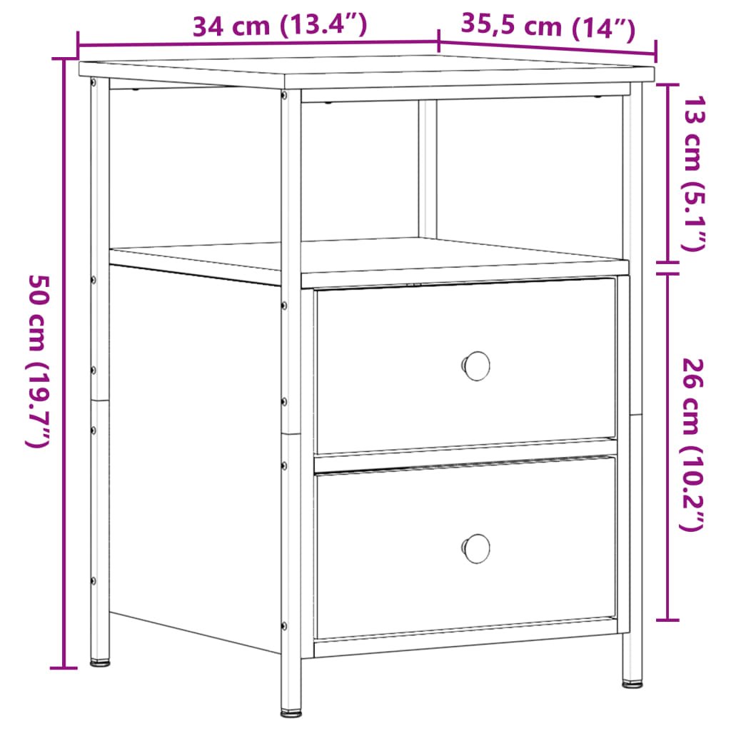 Nachttisch Altholz-Optik 34x35,5x50 cm Holzwerkstoff