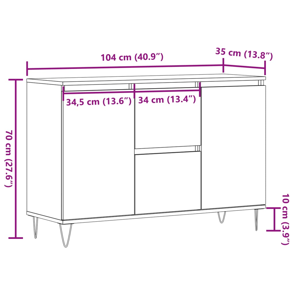 Sideboard Altholz-Optik 104x35x70 cm Holzwerkstoff