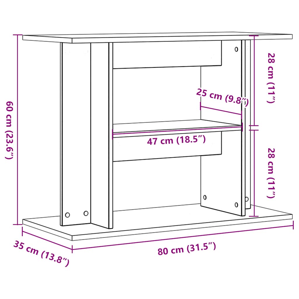 Aquariumständer Altholz-Optik 80x35x60 cm Holzwerkstoff