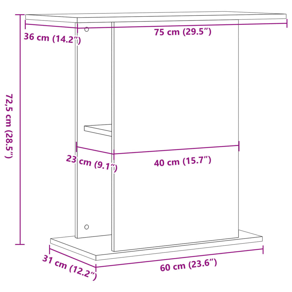 Aquariumständer Altholz-Optik 36x75x72,5 cm Holzwerkstoff