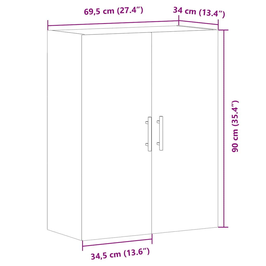 Wandschrank Artisan-Eiche 69,5x34x90 cm