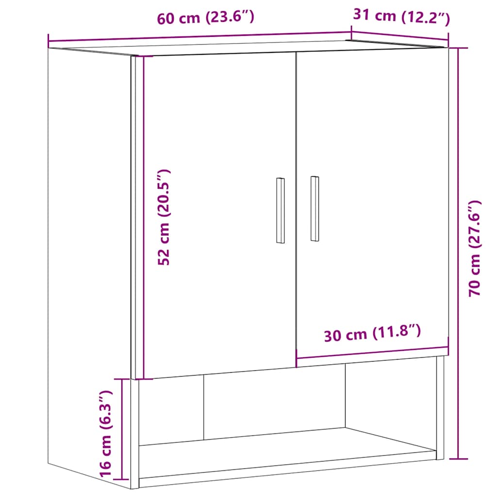 Wandschrank Altholz-Optik 60x31x70 cm Holzwerkstoff