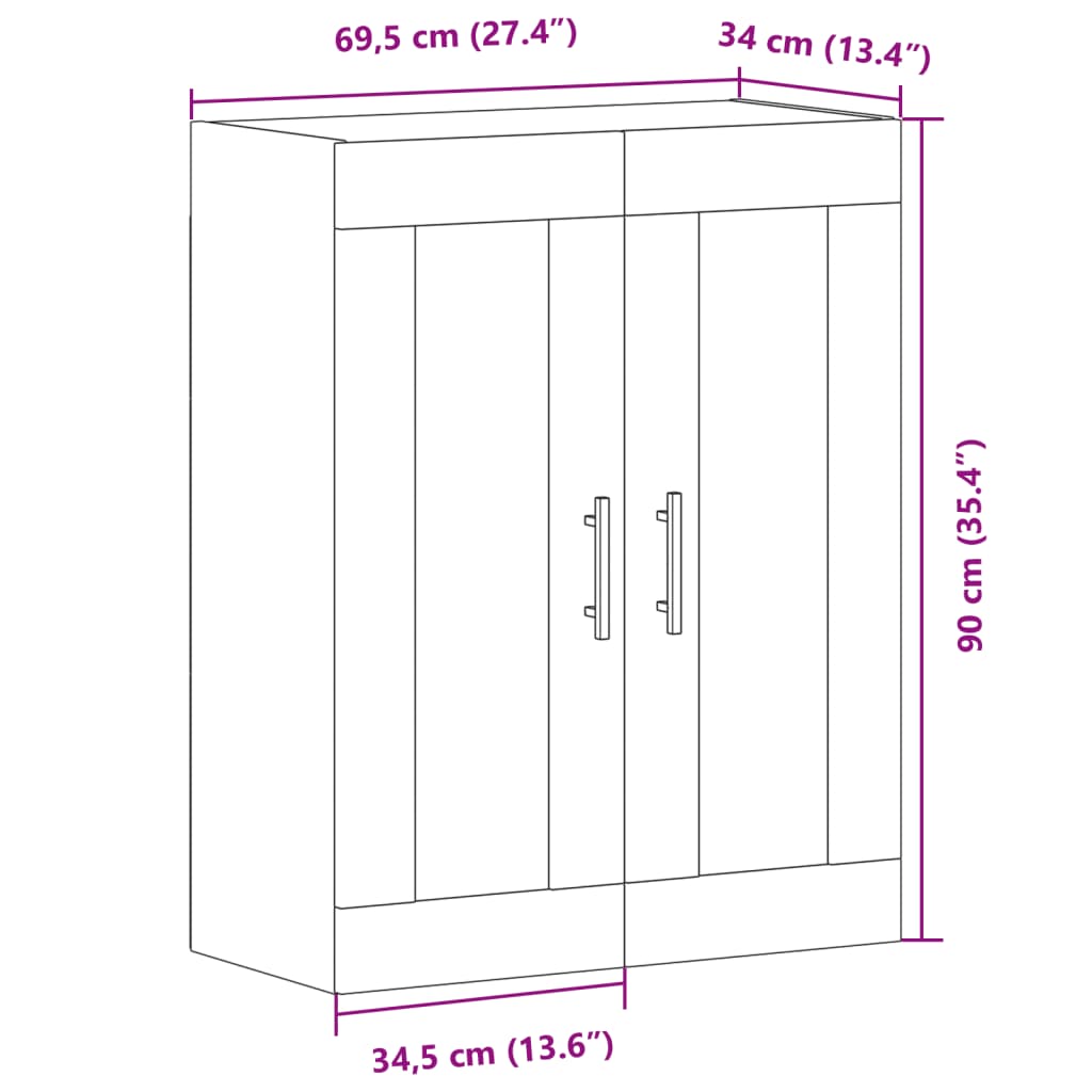 Wandschrank Altholz-Optik 69,5x34x90 cm Holzwerkstoff