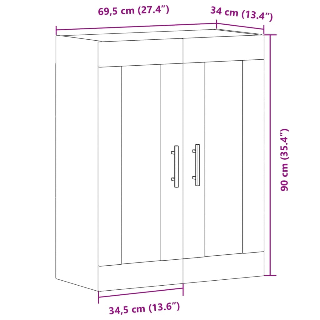 Wandschrank Artisan-Eiche 69,5x34x90 cm Holzwerkstoff