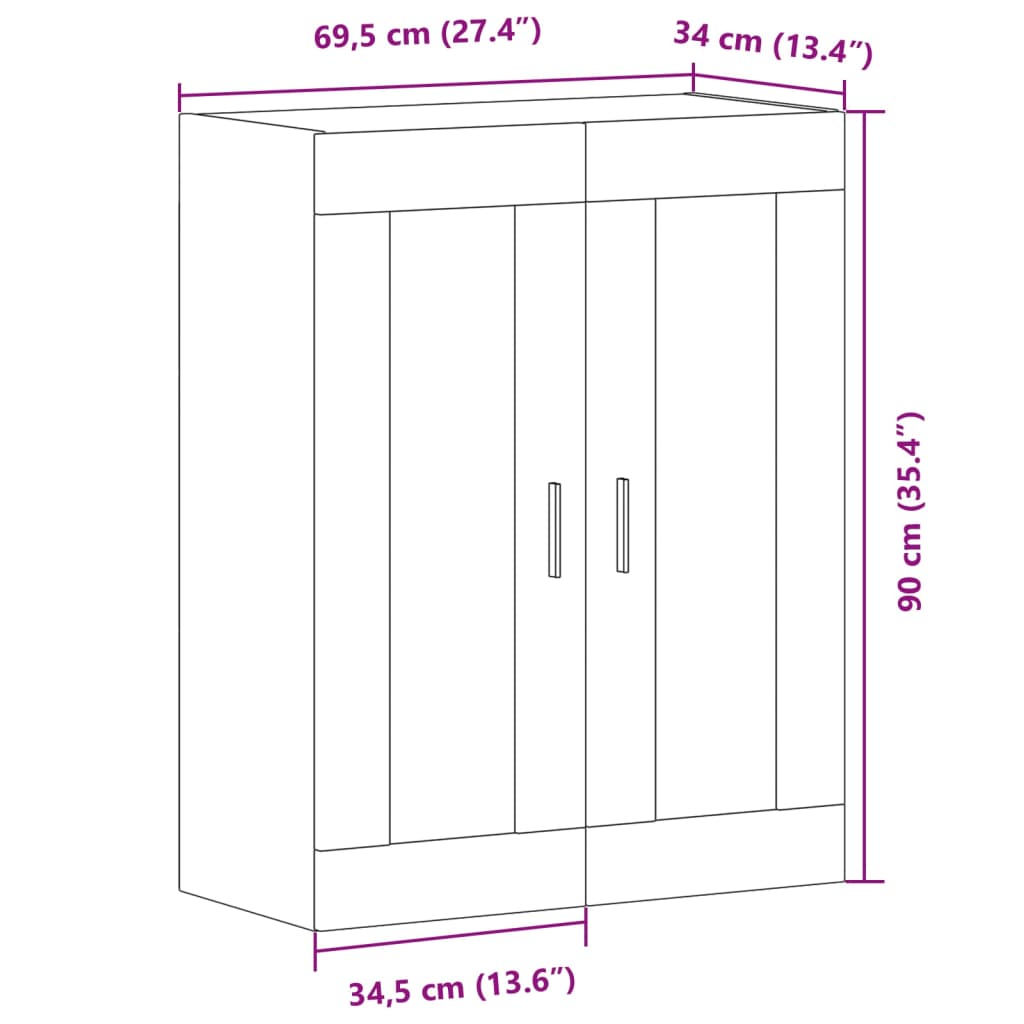 Wandschrank Altholz-Optik 69,5x34x90 cm