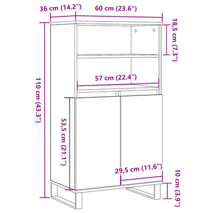 Highboard Artisan-Eiche 60x36x110 cm Holzwerkstoff