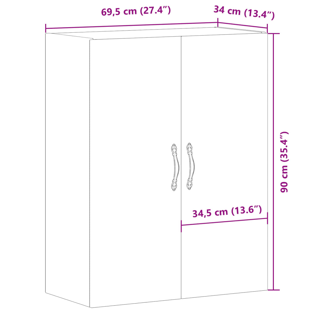 Wandschrank Altholz-Optik 69,5x34x90 cm Holzwerkstoff