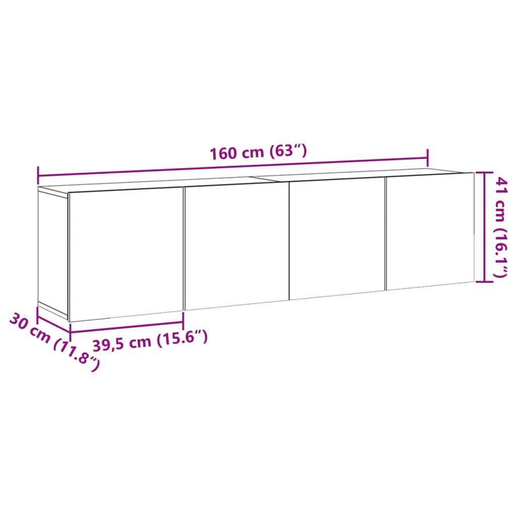 TV-Wandschränke 2 Stk. Altholz-Optik 80x30x41 cm