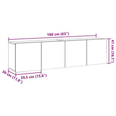 TV-Wandschränke 2 Stk. Altholz-Optik 80x30x41 cm