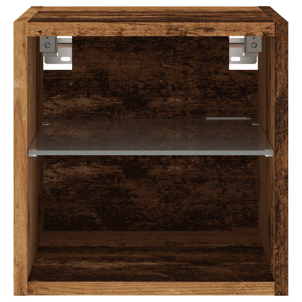 TV-Wandschrank mit LED-Leuchten Altholz-Optik 30x28,5x30 cm