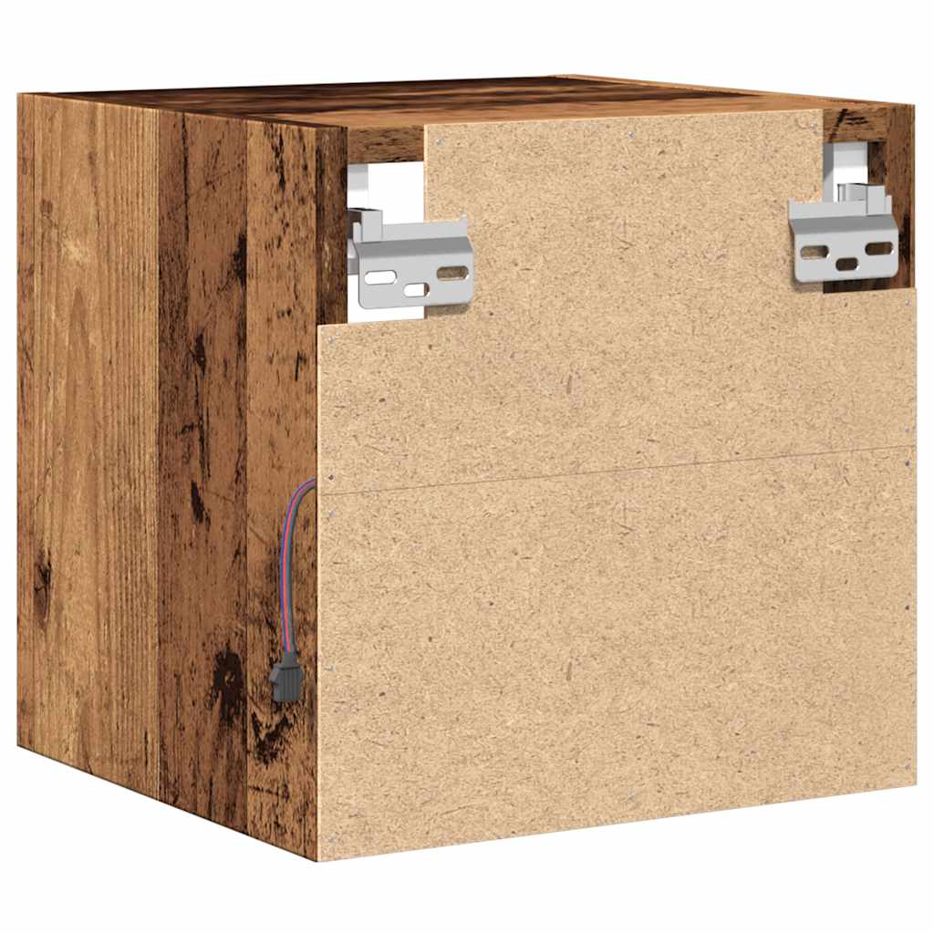 TV-Wandschrank mit LED-Leuchten Altholz-Optik 30x28,5x30 cm