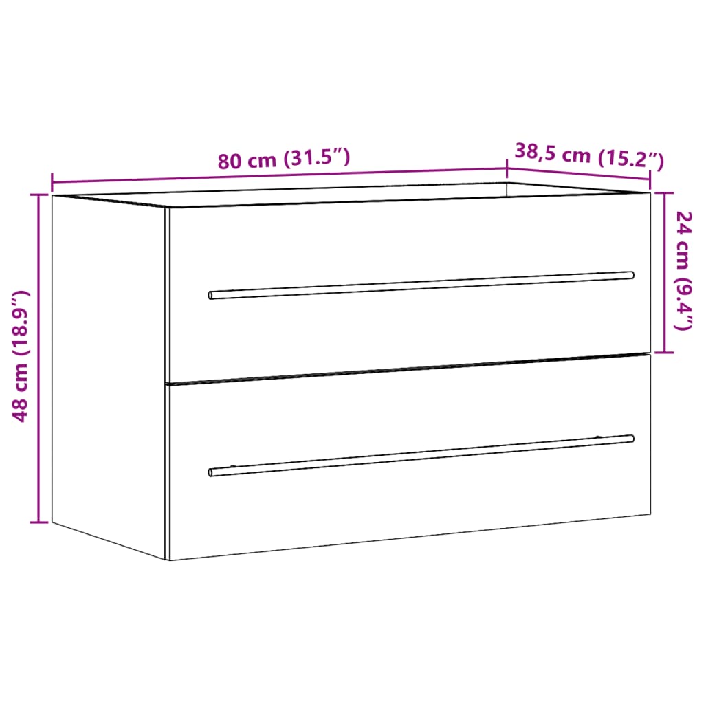 Waschbeckenunterschrank Altholz-Optik 80x38,5x48 cm