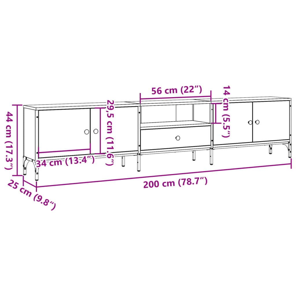 TV-Schrank mit Schublade Altholz-Optik 200x25x44 cm