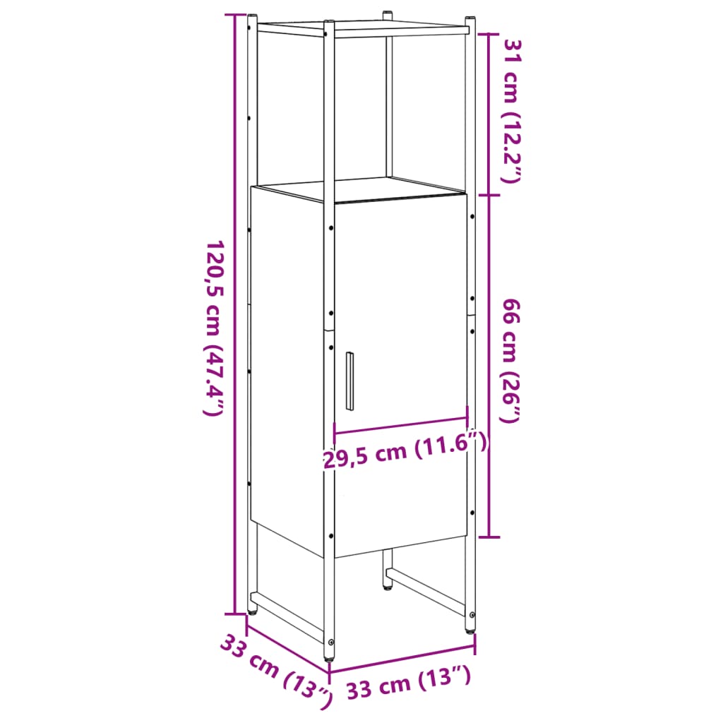 Badschrank Artisan-Eiche 33x33x120,5 cm Holzwerkstoff