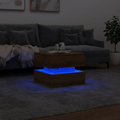 Couchtisch mit LED-Leuchten Artisan-Eiche 50x50x40 cm