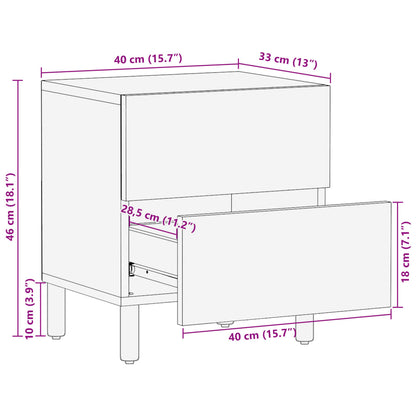 Nachttisch Schwarz 40x33x46 cm Massivholz Mango