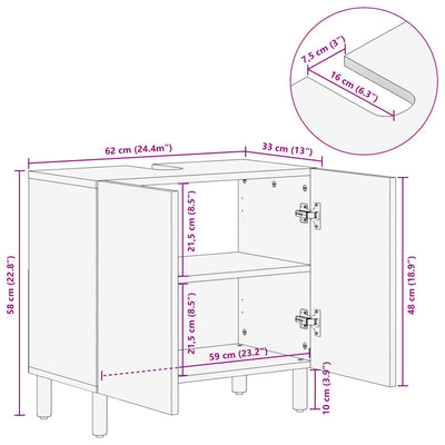 Waschbeckenunterschrank Schwarz 62x33x58 cm Holzwerkstoff