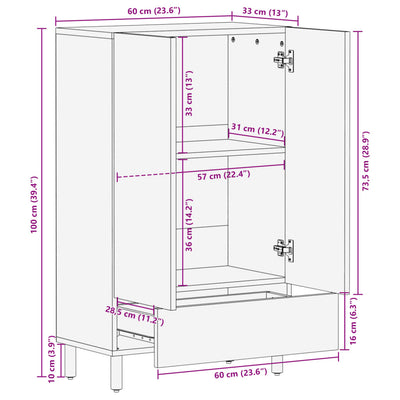 Highboard Schwarz 60x33x100 cm Holzwerkstoff