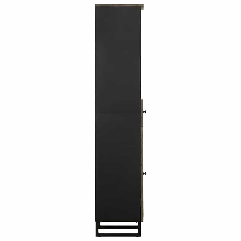 Badschrank Schwarz 38x33x160 cm Massivholz Mango