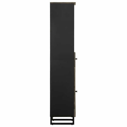 Badschrank Schwarz 38x33x160 cm Massivholz Mango