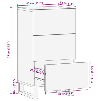 Sideboard Schwarz 40x33x75 cm Massivholz Mango