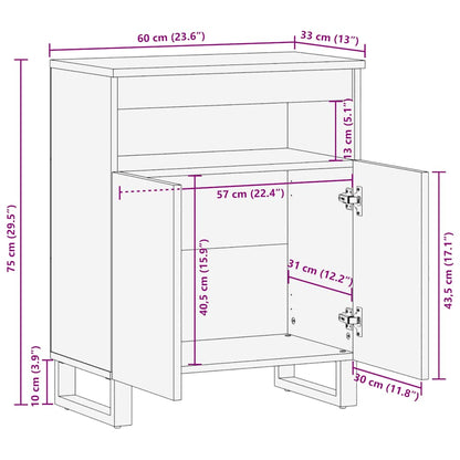 Sideboard Schwarz 60x33x75 cm Massivholz Mango