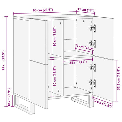 Sideboard Schwarz 60x33x75 cm Massivholz Mango