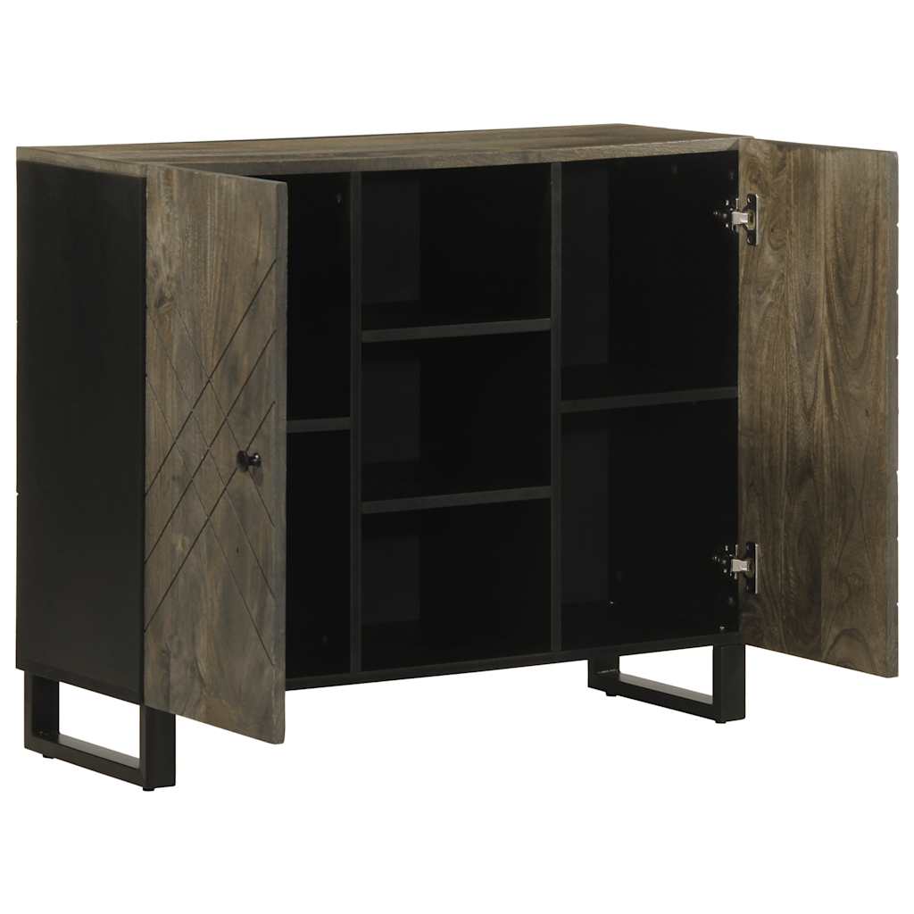 Sideboard Schwarz 90x33x75 cm Massivholz Mango