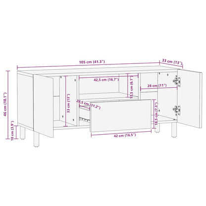 TV-Schrank Braun 105x33x46 cm Massivholz Mango