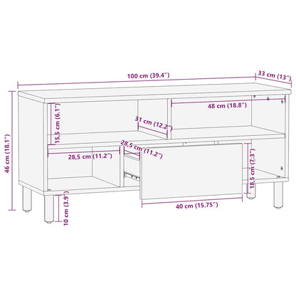 TV-Schrank Braun 100x33x46 cm Massivholz Mango